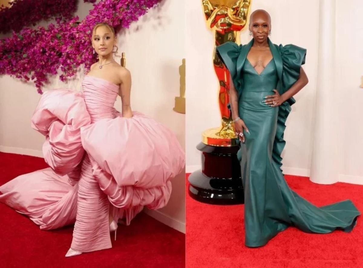 Ariana Grande e Cynthia Erivo trazem referências de ‘Wicked’ nos looks