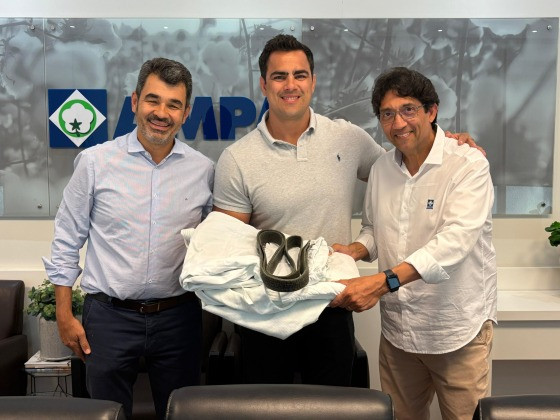 Pres. da Abrapa, Marcelo Duarte, ex-judoca David Moura e o diretor-executivo da Ampa, Décio Tocantins
