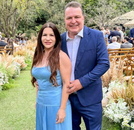 Max Russi, acompanhado da esposa, a prefeita de Jaciara, Andreia Wagner. 